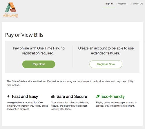 online bill pay, ashland utilities, ohio